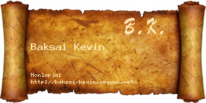 Baksai Kevin névjegykártya